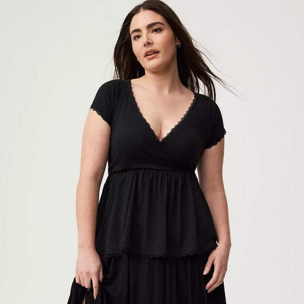 Babydoll Wrap Front Drape Blouse 1X- Torrid NWT - Cottagecore -  Peasant